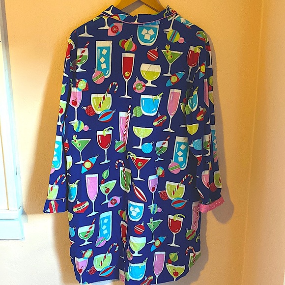 Nick & Nora cotton flannel holiday cocktails sleep shirt XL - Picture 8 of 9